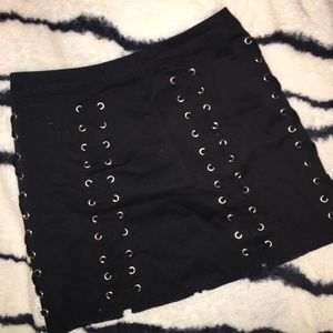 Forever 21 Tie Up Black Mini Skirt